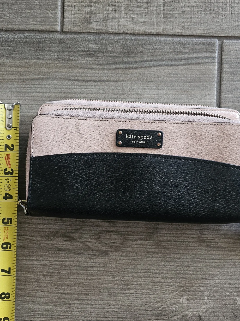 kate spade Two-Tone Blush Pink and Black Zip-Around Wrist Wallet